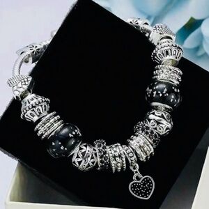 Fits Like a Charm Silver and Black Bracelet Lock Safety Clasp